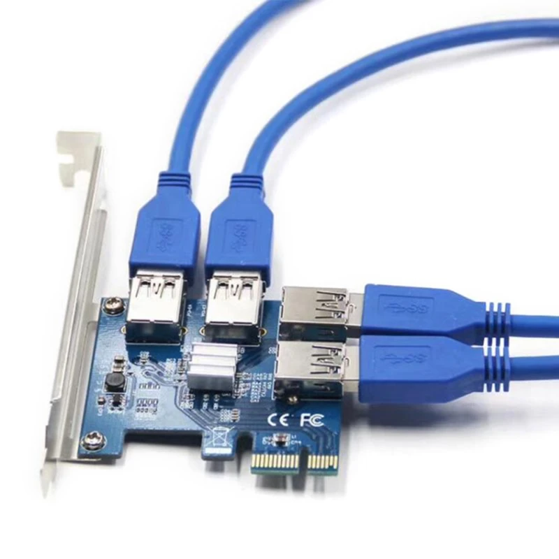 Карта расширения 53CC 1-4 PCI Express 16X, переходная карта PCI-E 1X к внешнему 4 слота PCI-E, адаптер PCI, усилитель карты USB 3,0