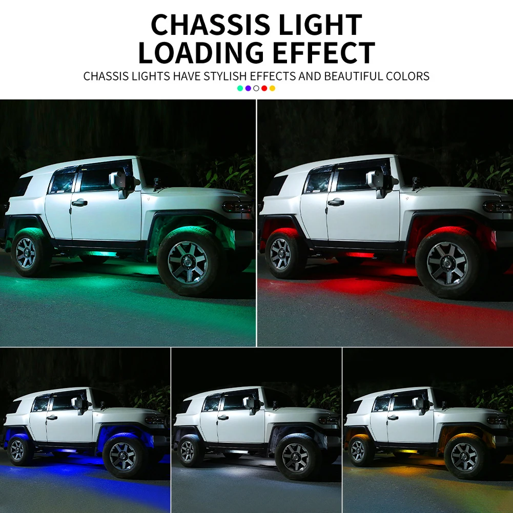 

For Jeep Atv Suv Offroad Car Truck Yacht Trail Rig Lamp 2x Underbody Glow LED Rock Lights Waterproof Led Neon Light 5 Colors