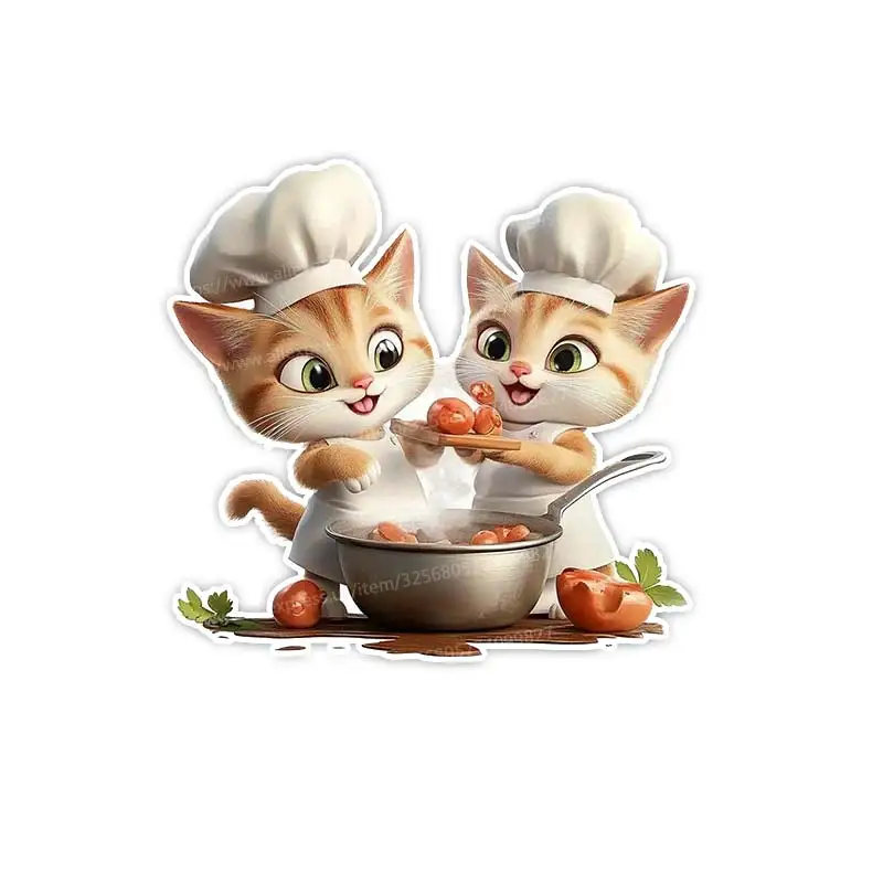 Настенная наклейка ПВХ Funny Couple Cat Chef Mouse
