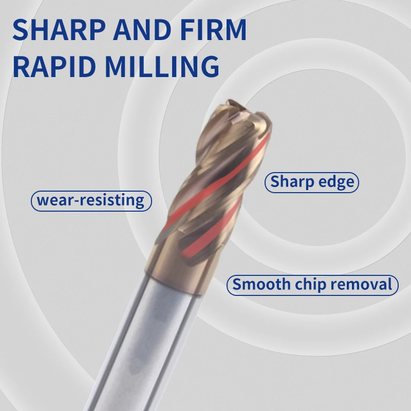 HRC62 Угловые круглые концевые фрезы 4 края 0 2 мм 5 r2мм фреза из вольфрамового сплава