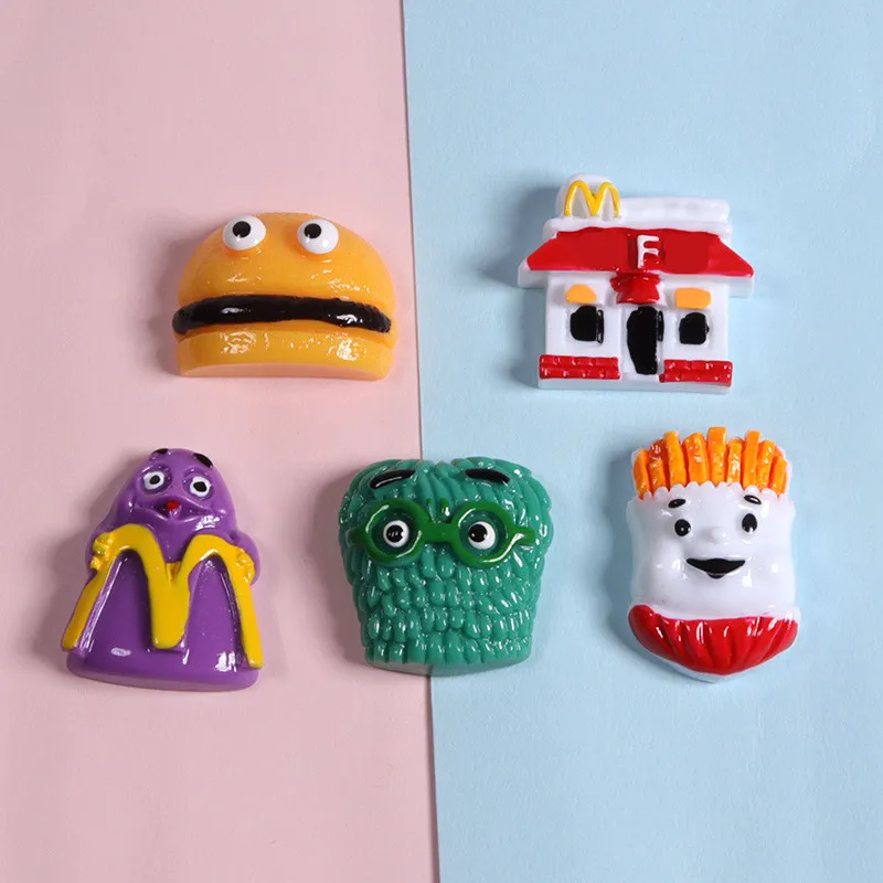 

Kawaii Simulation food Cartoon Fries Burger Resin Flatback Cabochon Crafts DIY DollHouse Accessories