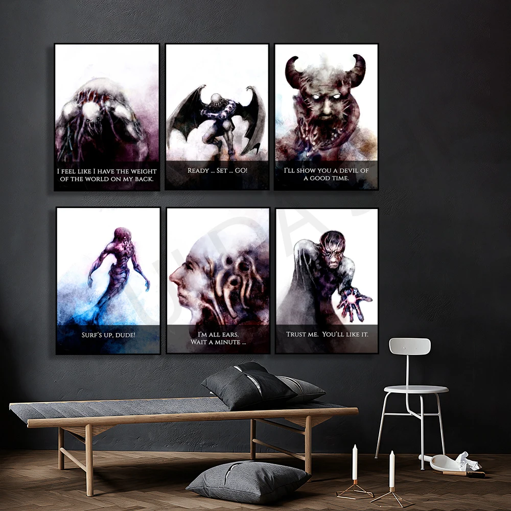 Готовый набор смешные художественные принты в виде монстра цитаты искусство на