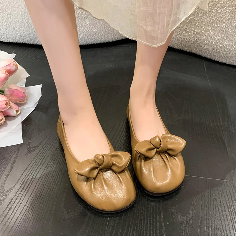 

2023 Hot Sale Shoes for Women Bean Women's Flats Outdoor Daily Flats Women Butterfly-knot Solid Soft Bottom Shoes Female Zapatos