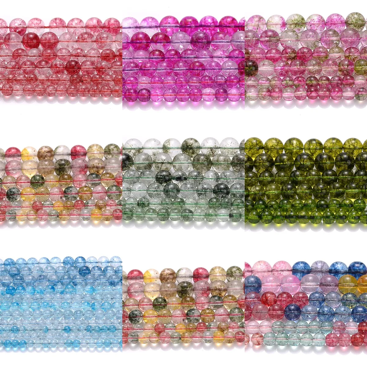 

Multicolor Crystal Beads Citrine Tourmaline Quatz Round Loose Spacer Beads for Jewelry Making DIY Bracelet Necklace 6/8/10MM