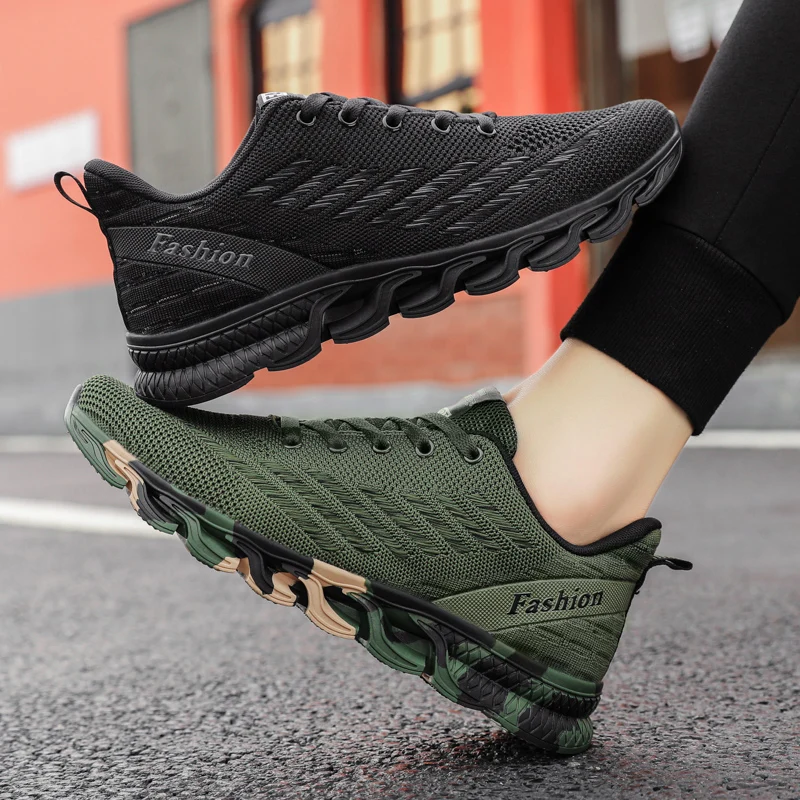 Camouflage Sole Men's Shoes 2022 Women Sneakers Men Lightweight Blade Shoes Shockproof Lack Up Breathable Male Sneakers