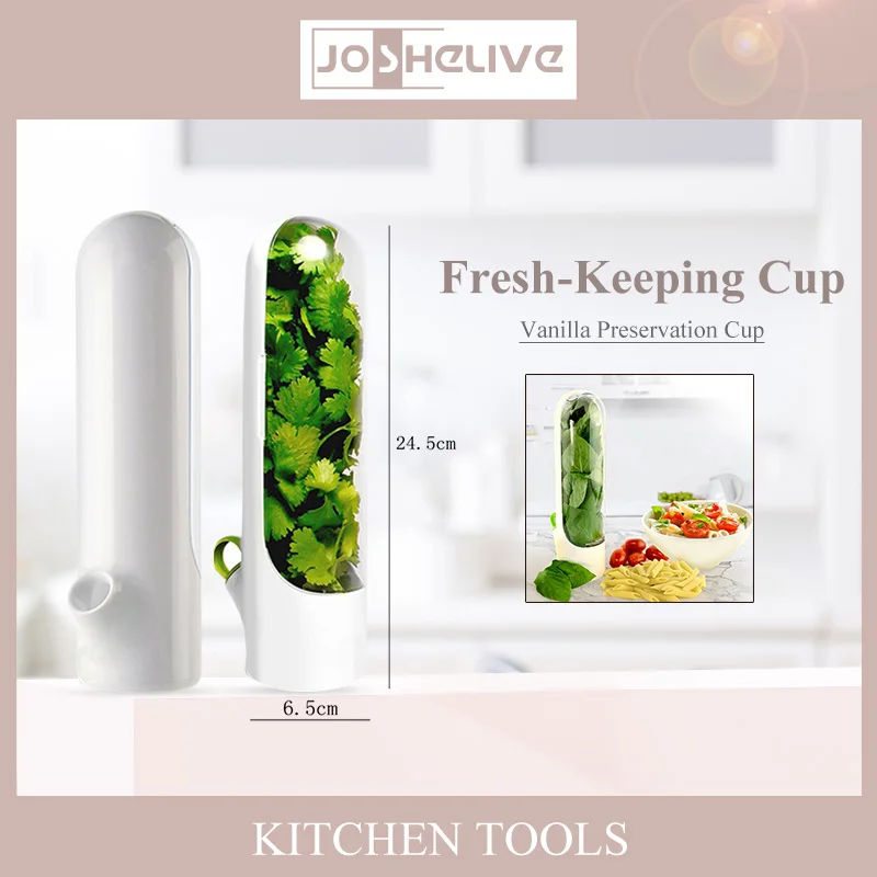 

Hot Premium Herb Keeper Fresh-keeping Cup Storage Container Vegetables Fresh Saver Keeping Green For Kitchen Storage Utensils