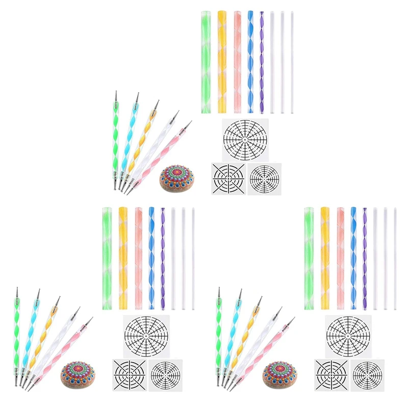 

48 Pcs Mandala Dotting Tools For Painting Rocks Mandala Stencils Kit Ball Stylus Clay Sculpting Carving Tools