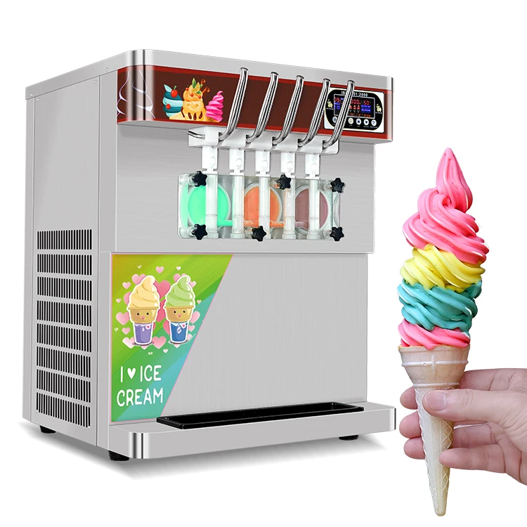 

Настольный аппарат для производства мягкого мороженого с 5 смешанными вкусами/аппарат для приготовления мороженого