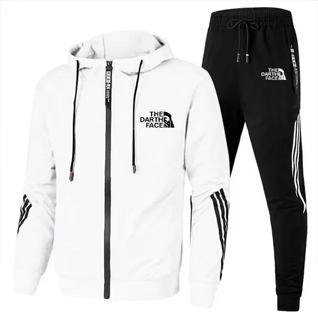New Cross border Leisure Sports Set Fashion Hooded Zipper Couple Running Sweater Pants Set