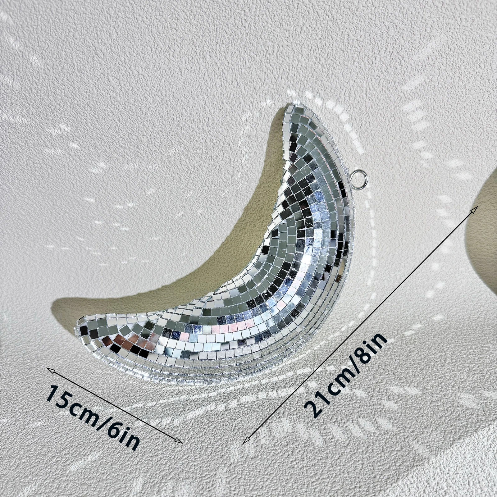 

8-дюймовый подвесной диско-шар, лунное зеркало, декор комнаты, серебряная луна, украшение на стену, подвесная дискотека, светоотражающее украшение для Рамадана