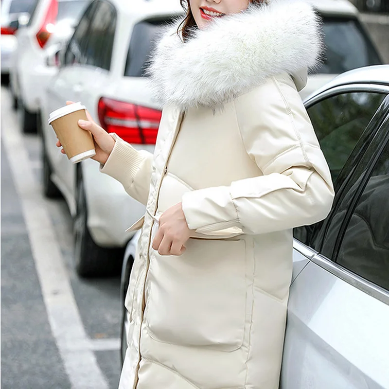 Winter Puffer Jackets Women Casual Overcoat 2023 Thick Down Cotton Padded Coats New Fashion Fur Collar Hooded Long Parkas Female