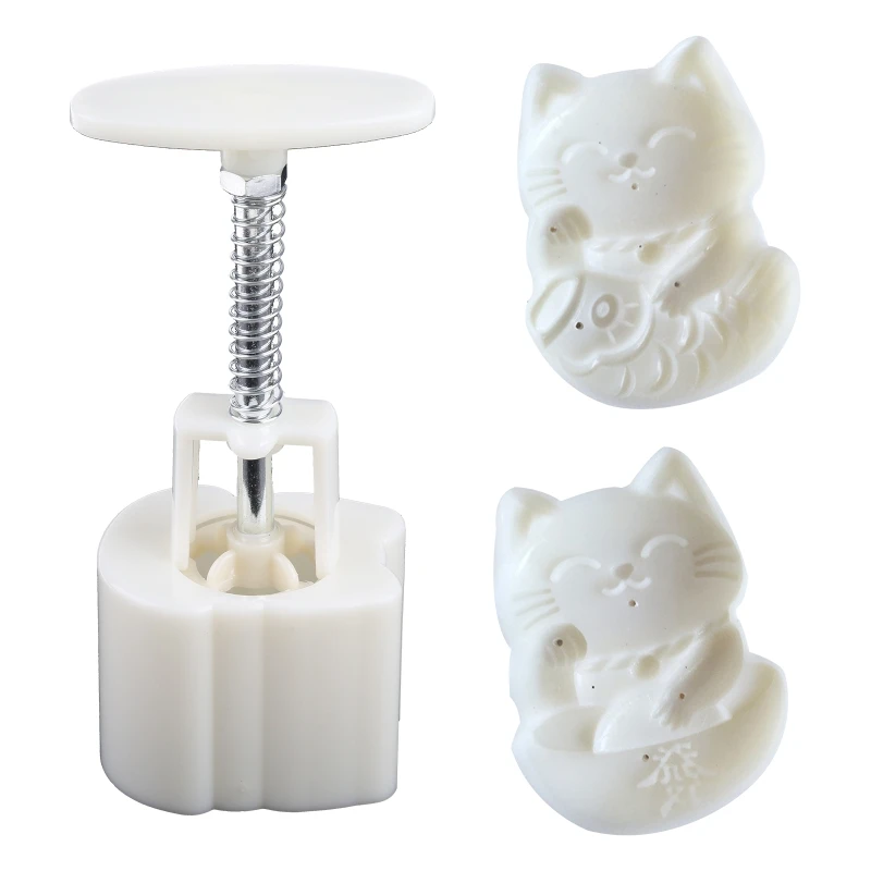 

Plastic Mooncake Stamps Lucky for Cat Mooncake Mold Festival DIY Hand Pres