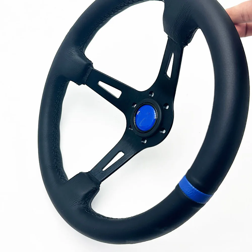 13-дюймовый универсальный кожаный руль большой вогнутый глубокий гоночный