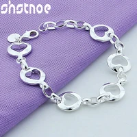 925 sterling silver full heart chain bracelet for women party engagement wedding birthday gift fashion charm jewelry
