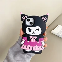sanrio kuromi 3d doll silicone phone case for iphone 13 12 11 pro max xr xs max 8 x 7 se y2k girl shockproof soft shell fundas