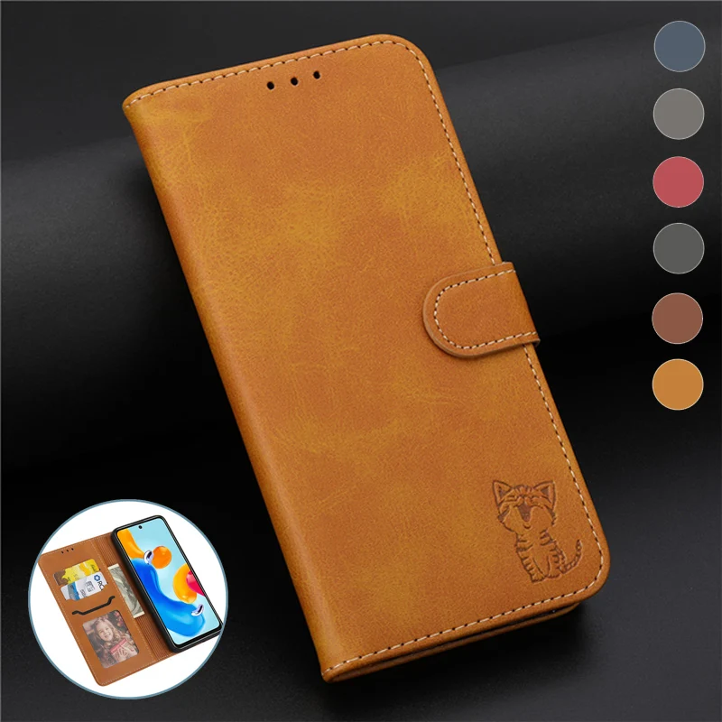 Happy Cat Solid Color Phone Case Cover For Samsung Galaxy A6 J4 Plus J6 Prime J8 A7 2018 A9 2019 A920 Leather Wallet Bags