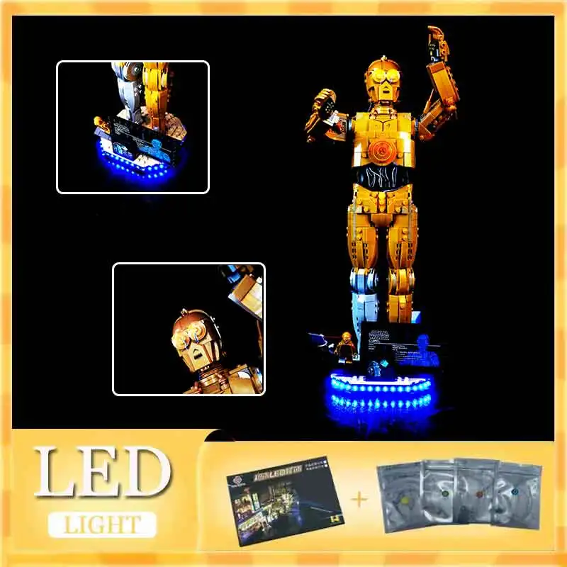 Фото Набор светодиодного освещения премиум-класса для Lego 75398 C-3PO (только светодиоды, без блоков-конструкторов) Идеально подходит и обеспечивает яркое свечение. №5