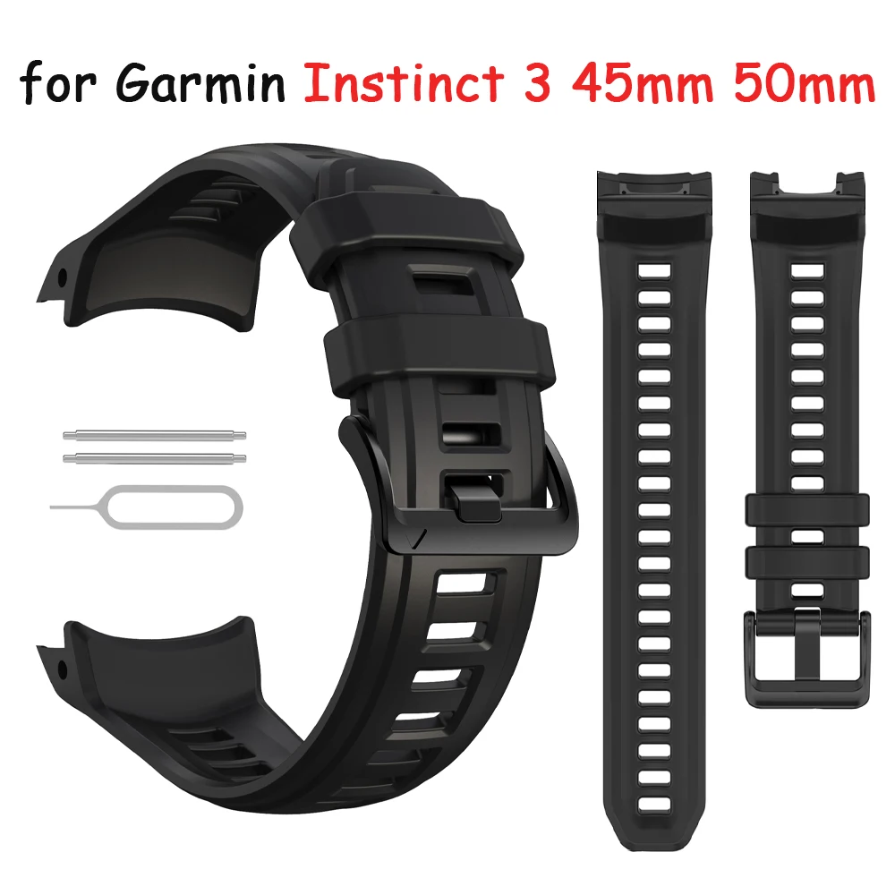 Фото Ремешок для часов 22 мм 26 мм для Garmin Instinct 3 45 мм 50 мм, прочный силиконовый спортивный браслет, ремешок для Garmin Instinct 3 №1
