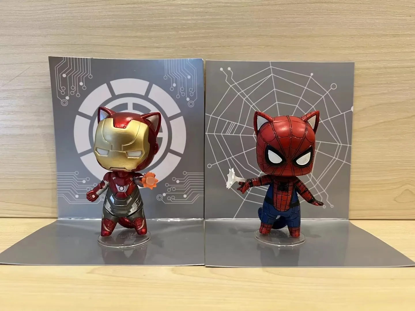 Avengers Ironman Spiderman Cosplay Cat PVC Action Figure Iron Man Toys 8cm