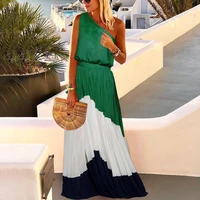 european and american new womens clothing 2022 summer fashion sexy off the shoulder pleated slim long skirt dress women