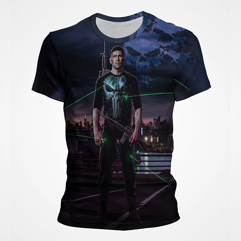 

2022 New Summer Movie 3D Print Punisher Short Sleeve Fashion T Shirt Men Women Children Cool Streetwear Casual Tee