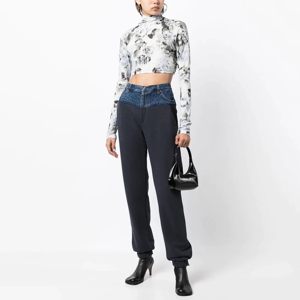 

Cowboy Stitching High Waist Bundle Foot Women's Pants 2023 Spring And Summer New Simple Casual Fashion Y2k Jeans