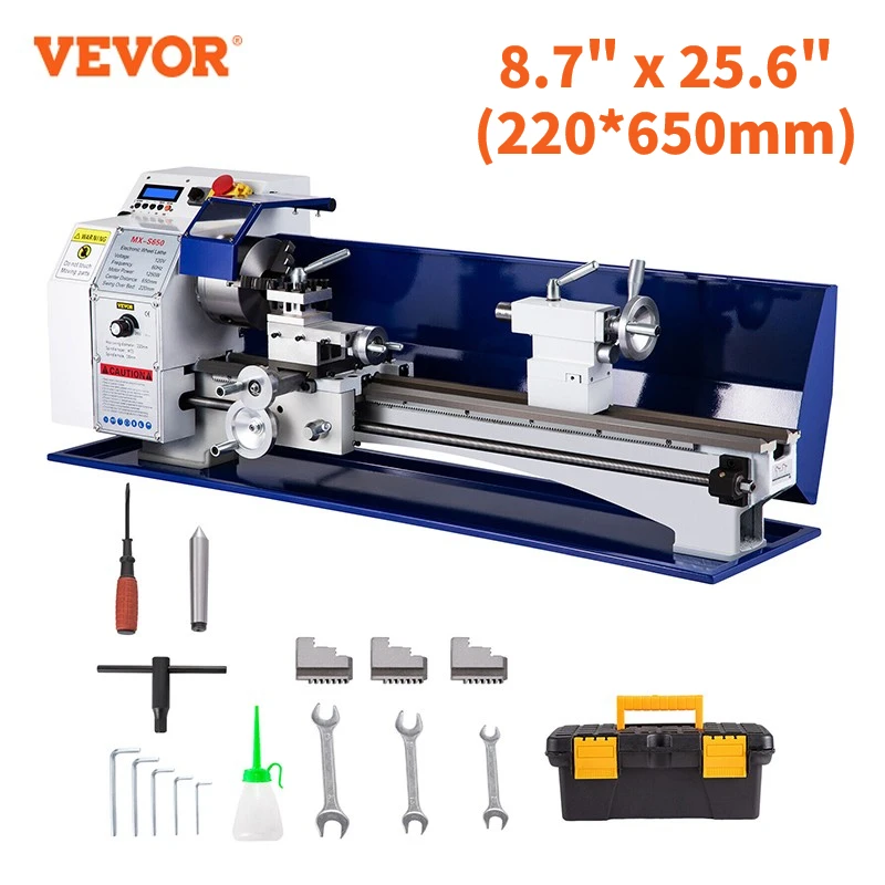 

VEVOR Brushless Mini Metal Lathe Machine 220*650mm 1250W Automatic Thread Machining Stepless Speed Control Metalworking Turning