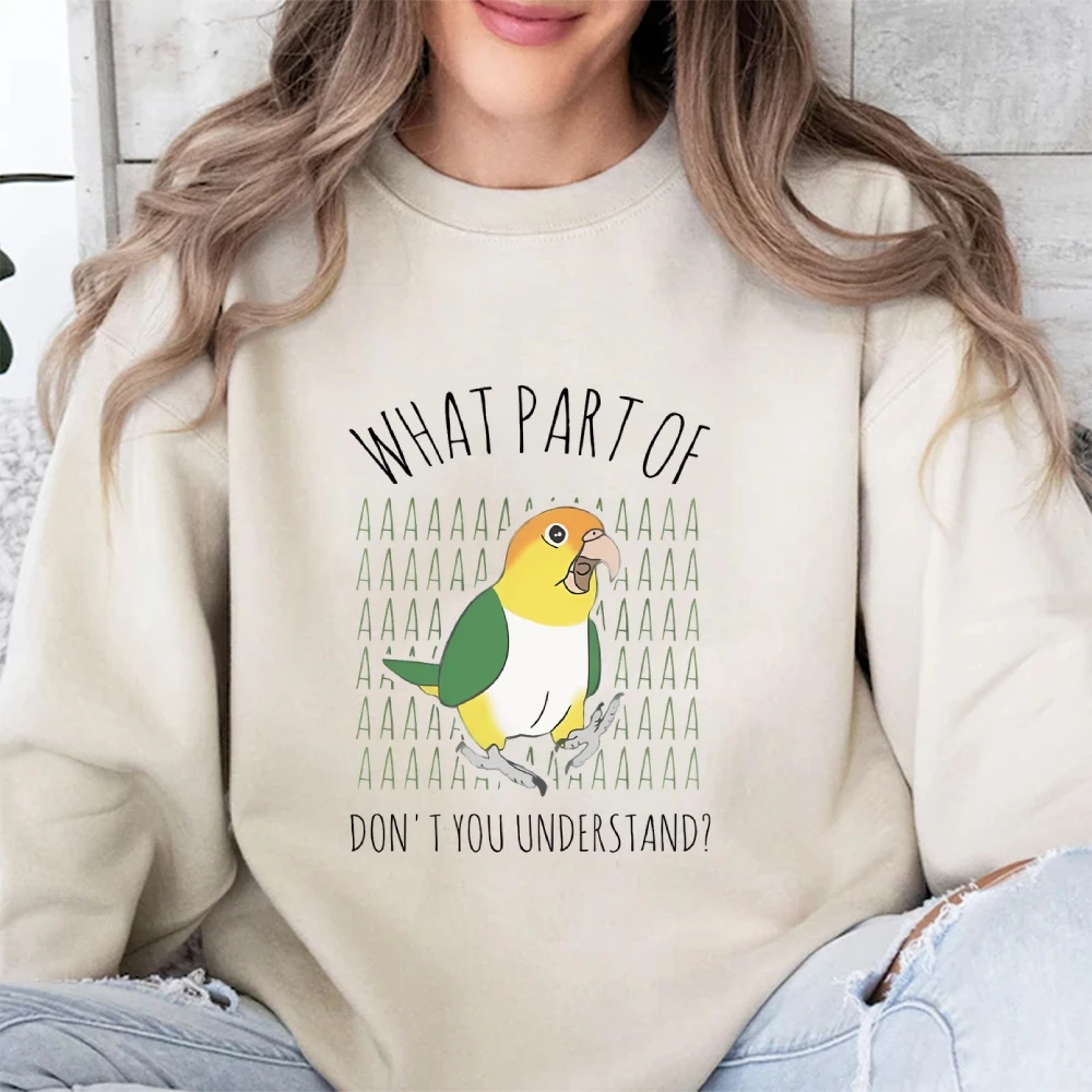Толстовка с рисунком попугая Модный пуловер длинным рукавом и круглым вырезом