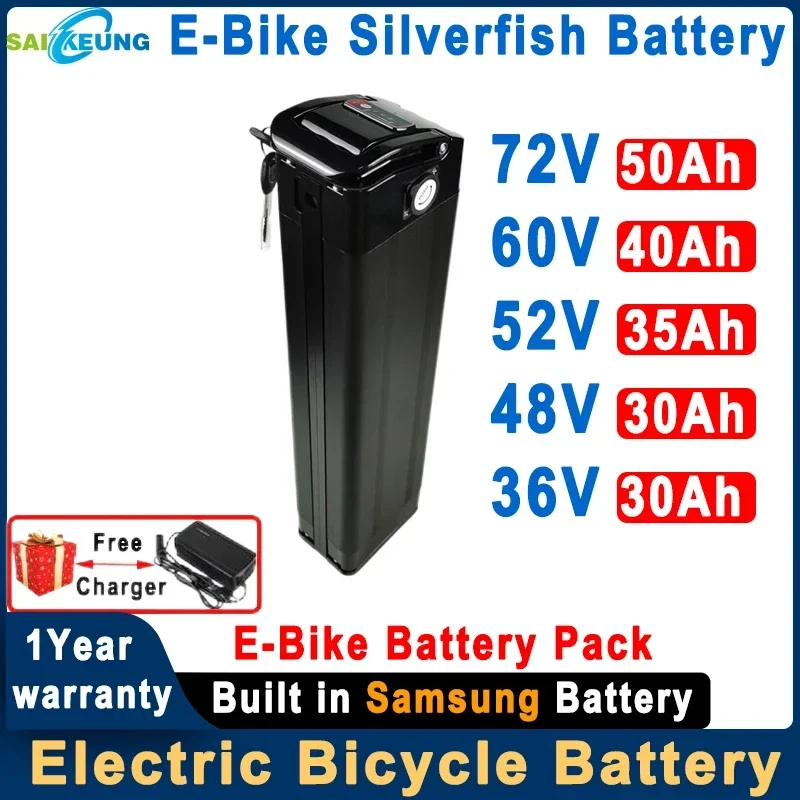EBike SilverFish Akku Accu 20 24ah 30 40ah 50 60ah литиевая батарея электрический велосипед 36v48v 52v60v 72v