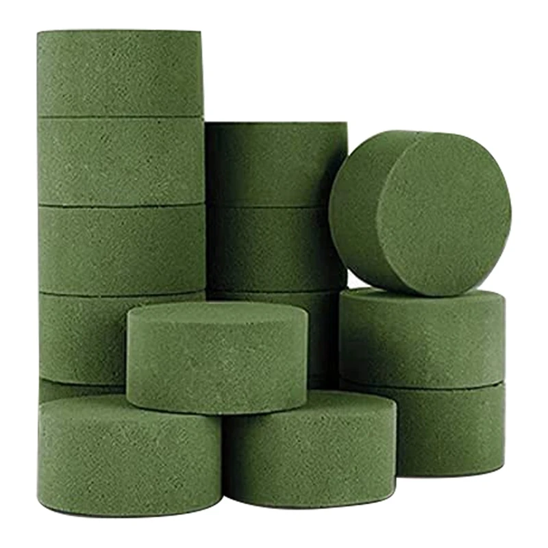 

15Pcs Round Green Floral Foam DIY Tray Floral Foam Artificial Floral Foam For Wedding Party Decorations