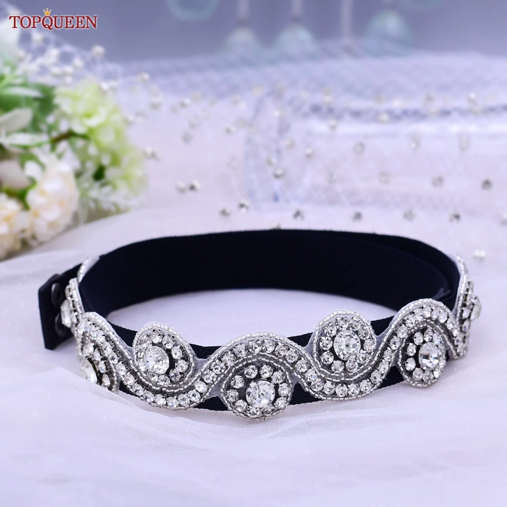 TOPQUEEN S10-D Lady Dress Elastic Belt Fashion with Diamonds Party Female Women Travel Luxury Designer Waistband Free Shipping