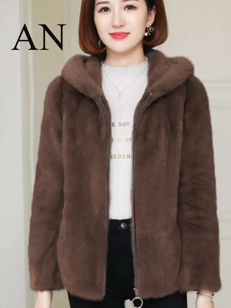 

Add Velvet Padded Sweater Women Loose Coat Autumn and Winter New Fleece Warm Hooded Faux Fur Coat Winter Coat Women Fur Coat