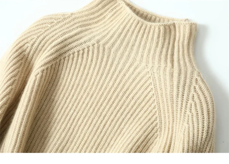 Женский длинный кашемировый пуловер теплый зимний свитер с рукавами-фонариками