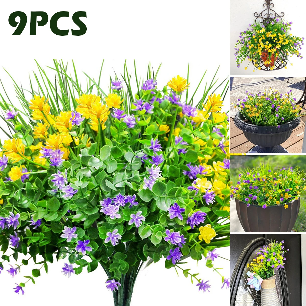 

9 шт., искусственные цветы для украшения улицы, УФ-стойкие искусственные растения, Искусственные пластиковые цветы, многоразовые реалистичн...