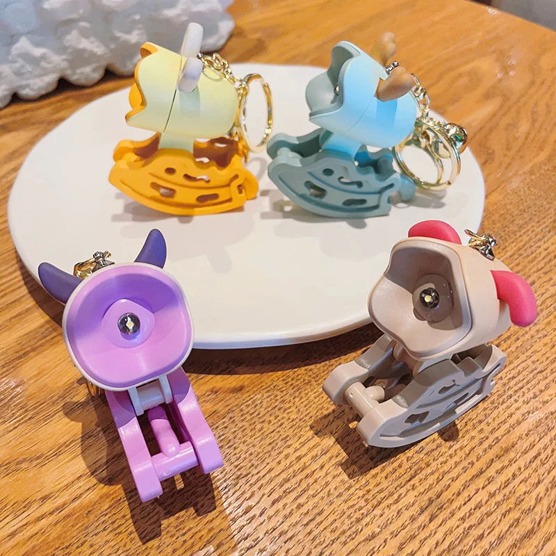 

Creative Small Table Lamp Keychain Cute Doll Wooden Horse Pendent for Student's Bag Moose Flashlight Key Chain Toy Gift for Kids