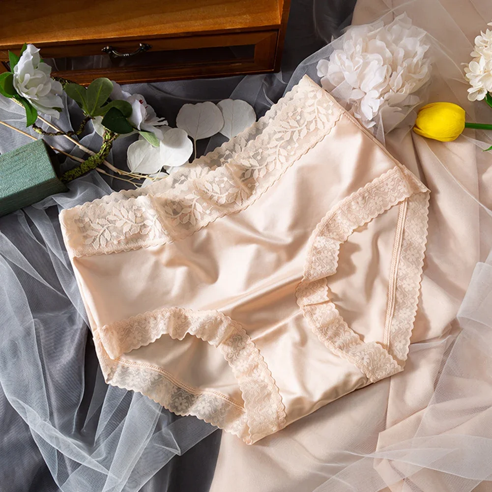 Женские Бесшовные дышащие брифы из ледяного шелка большого размера с высокой