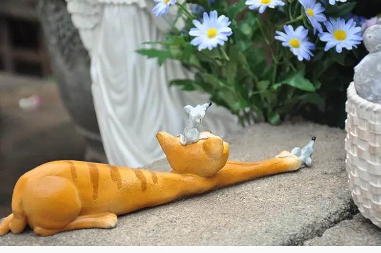 Страна идиллическая забавная котенок мышь сад терраса сочная сцена украшения