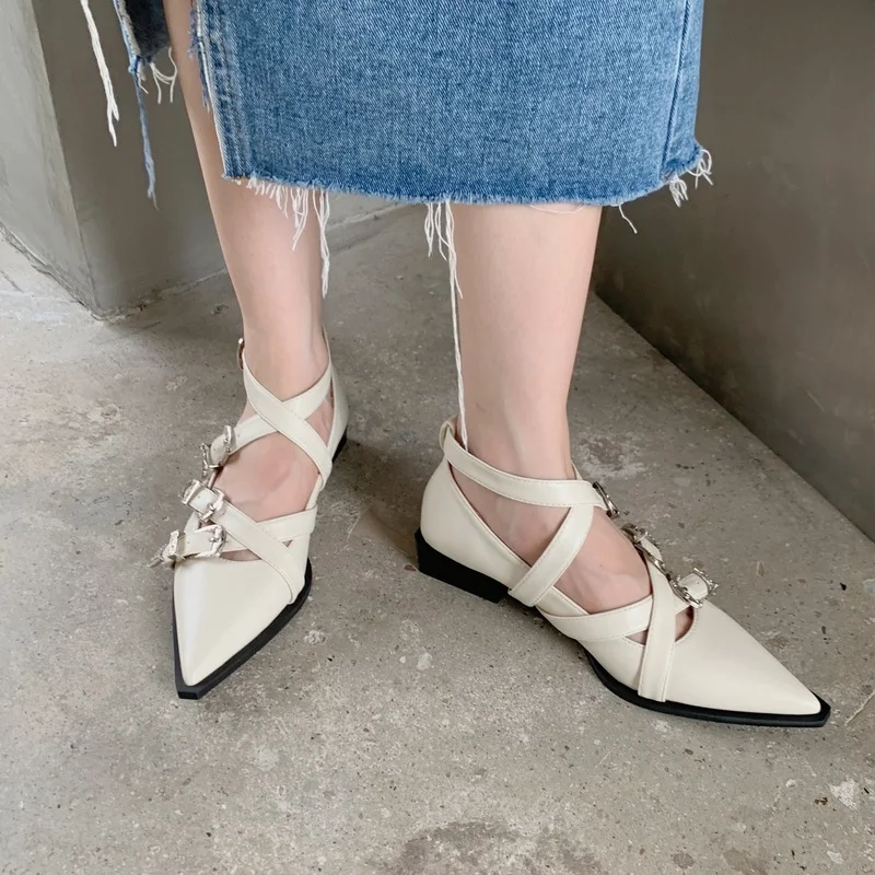 

Pointed Heel Sandals Clear Shoes 2022 Women's Suit Female Beige Block Fashion Closed New Girls Spring Retro Low Black Summer Com