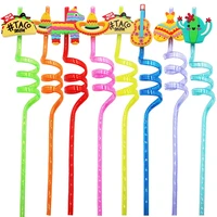 joymemo mexican carnival curved straw festive party decoration supplies reusable straws summer juice drink coffee straw