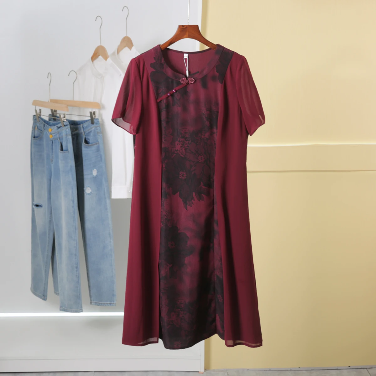 [Серия Love] элегантное свободное улучшенное платье Dongyang в стиле ретро с пряжкой