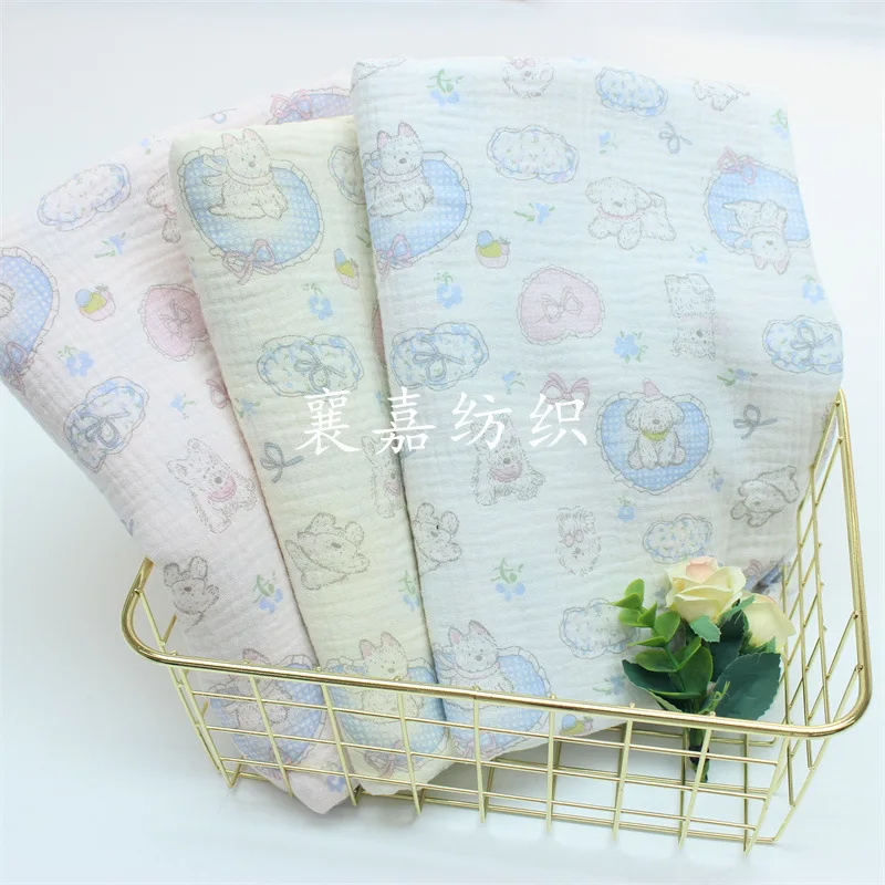 Двойной марлевый креп мультяшный щенок детская одежда пижамы ткань