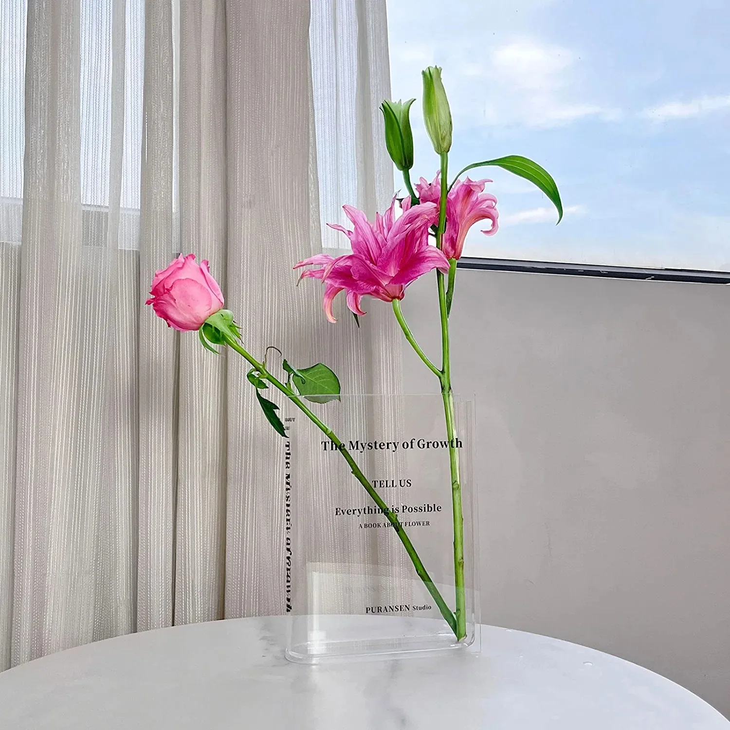 

A Books about Flower Acrylic Vase Transparent INS Home Decoration Nordic Europe Modern Hydroponic Desktop Ornament Gift