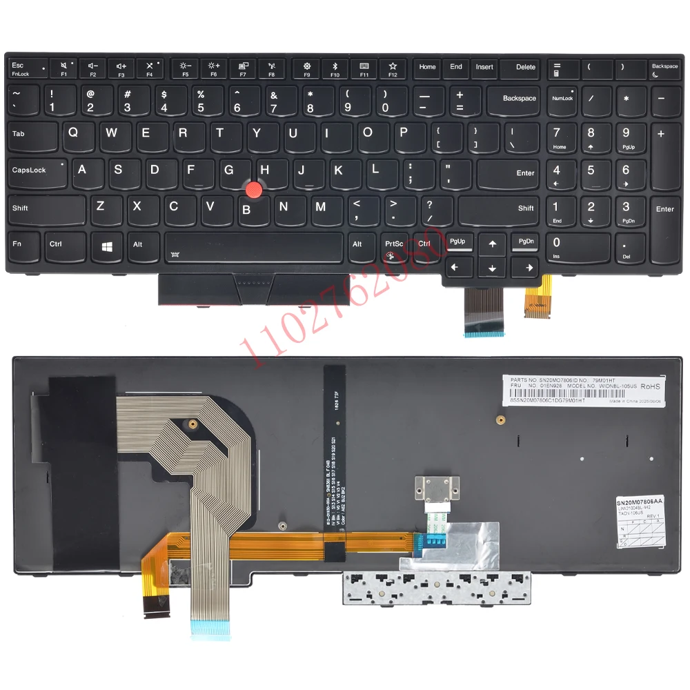 Фото Клавиатура для ноутбука Lenovo ThinkPad T570 T580 P51s P52s с американской раскладкой №1