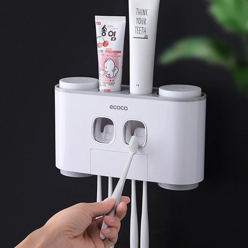 

Настенный держатель для зубной пасты, автоматический диспенсер, 4 держателя для зубных щеток, для ванной комнаты