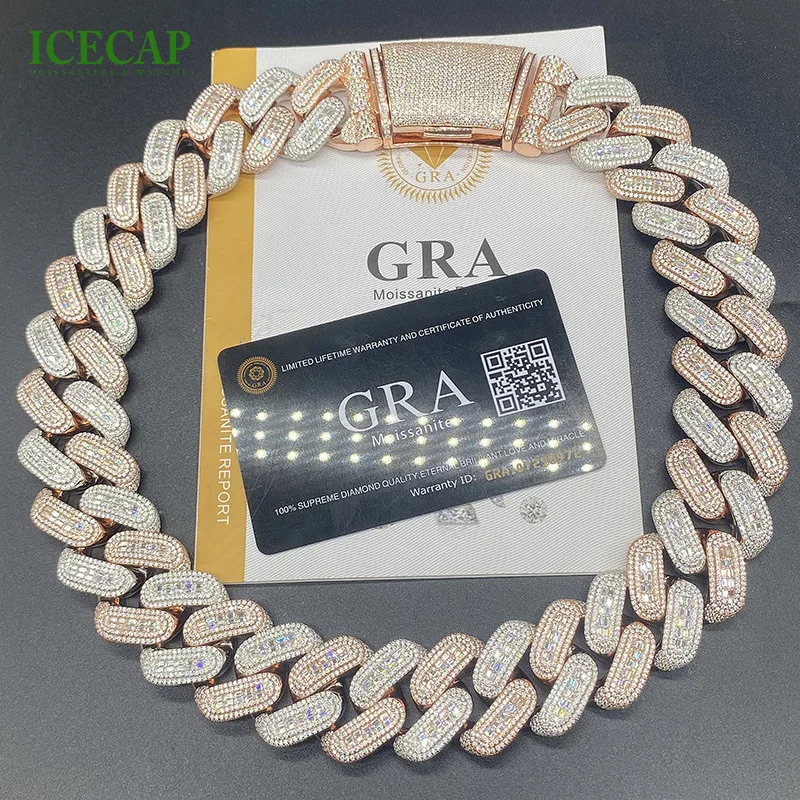 Персонализированная кубинская цепочка из розового золота с муассанитом Icecap