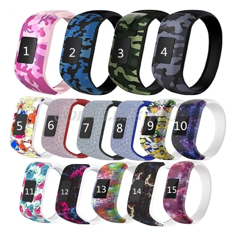 

Colorful Wristband Silicone No Buckle Watch Band Strap Watchband Sports Replacement for Garmin Vivofit JR/Vivofit JR2/Vivofit 3