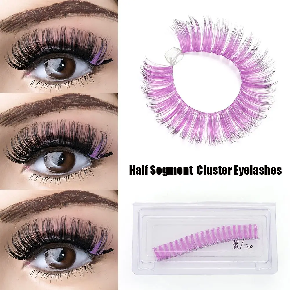 Eye Makeup Tool Ombre Color Eyelash Extension Clusters Red White Pink Half Segment Individual Lashes Cluster Eyelashes