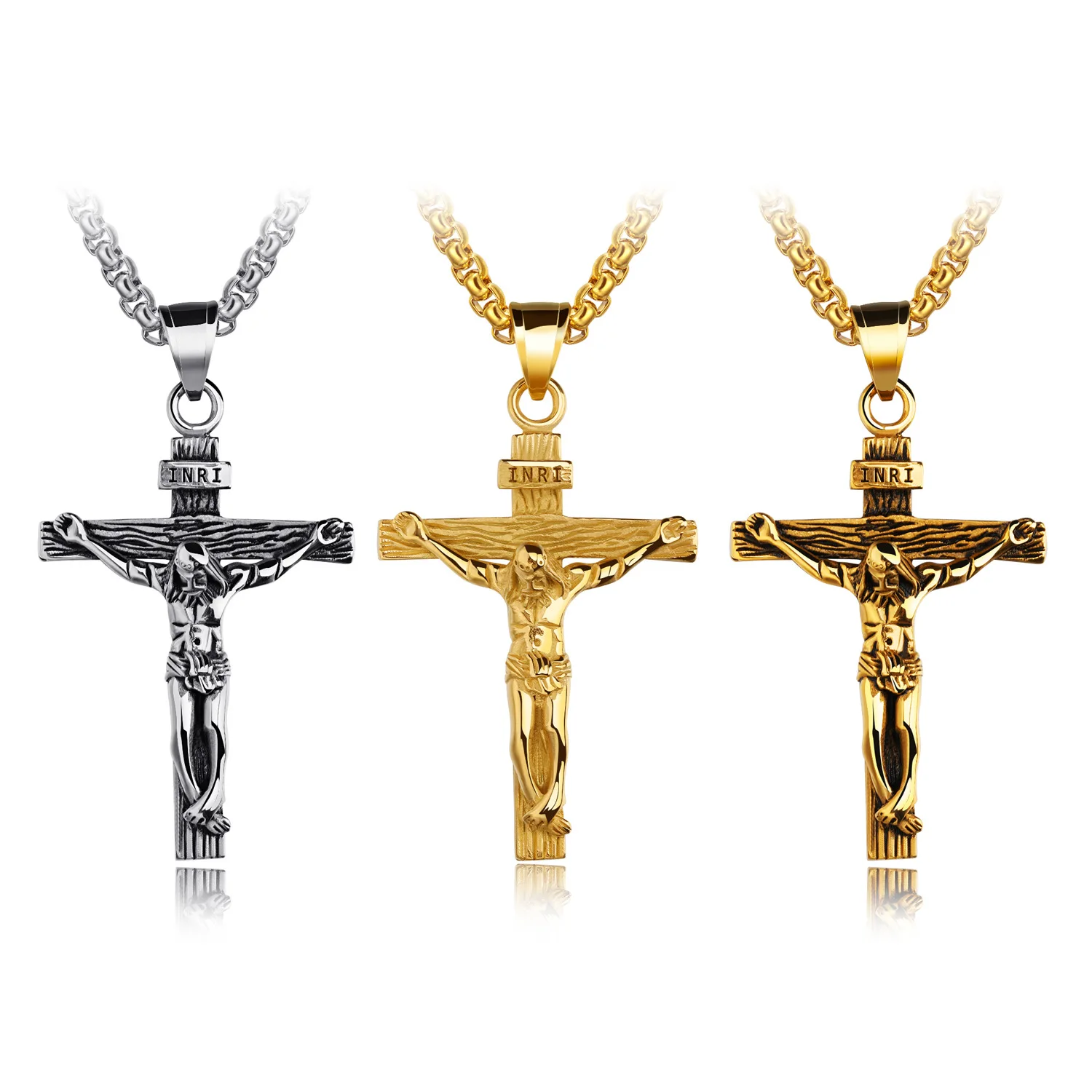 

Jesus Redemption Retro Cross Titanium Steel Men's Pendant Necklace Luxury Postage Bless Peace and Good Luck Eternal Life Amen