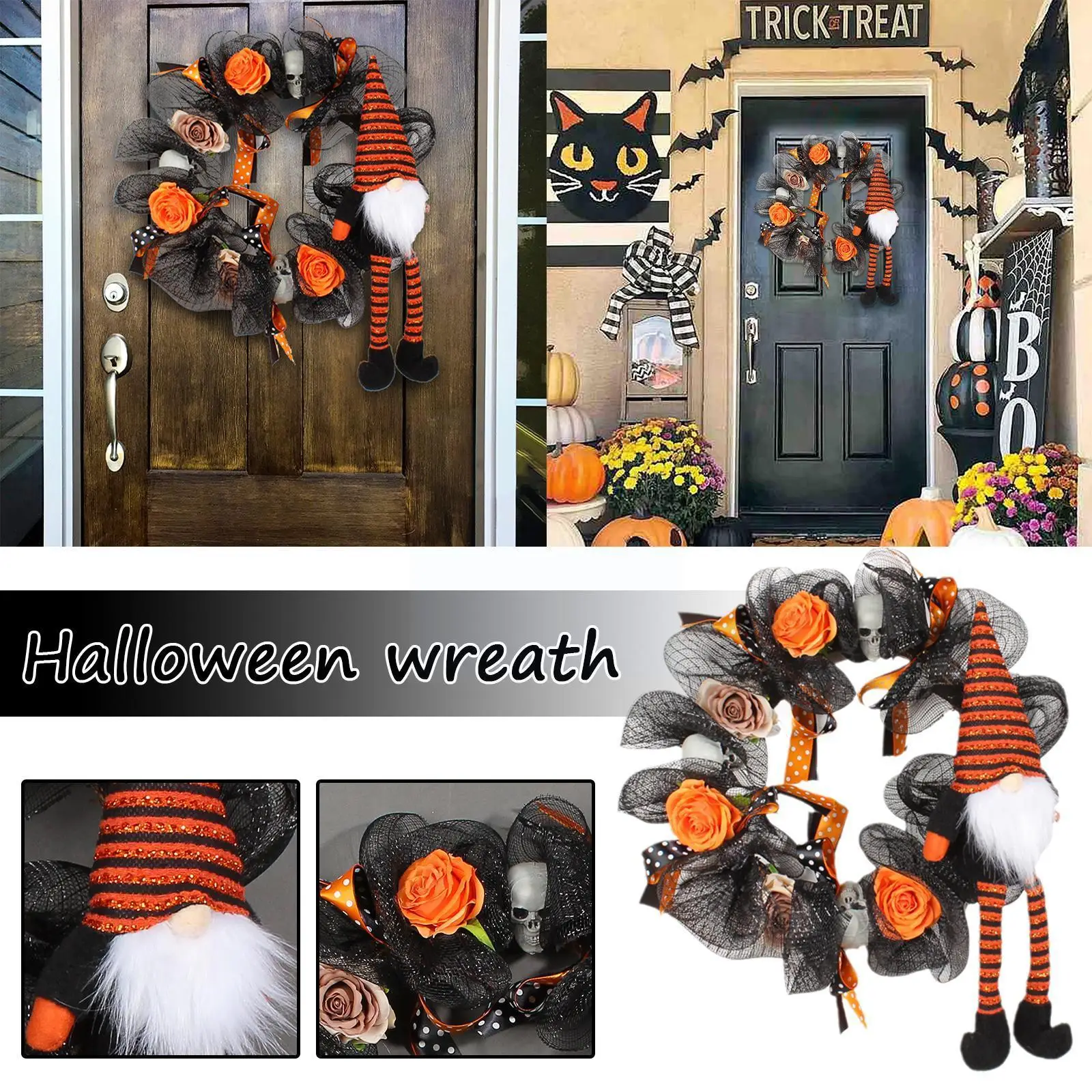 

Halloween Faceless Wreath Front Doors Wall Window Halloween Home Decoration Halloween Halloween Wreath Party Hanging D L5m6