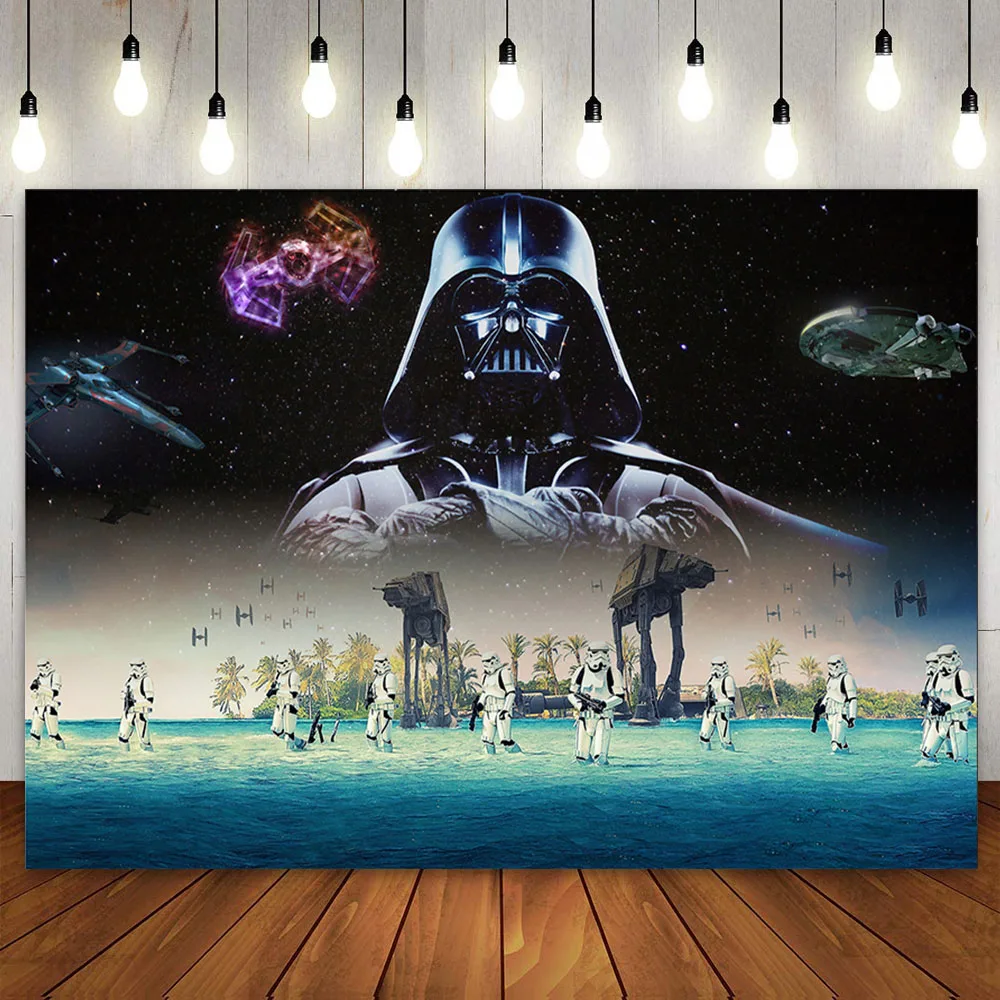 

Universe Wars Science Fiction Party Backdrop Star Galaxy Photography Background for Children Baby Shower Boys Birthday Banner